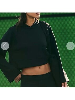 Free People Movement Playing Games Hoodie Cropped Black Loungewear Workout